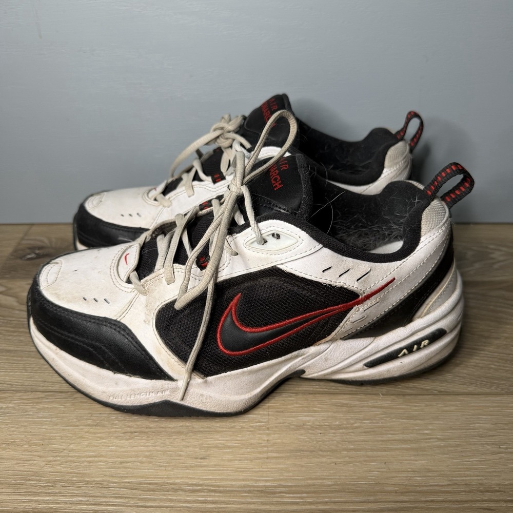 Nike AIR MONARCH IV Men White Black Red Walking Shoe mens sz 9.5